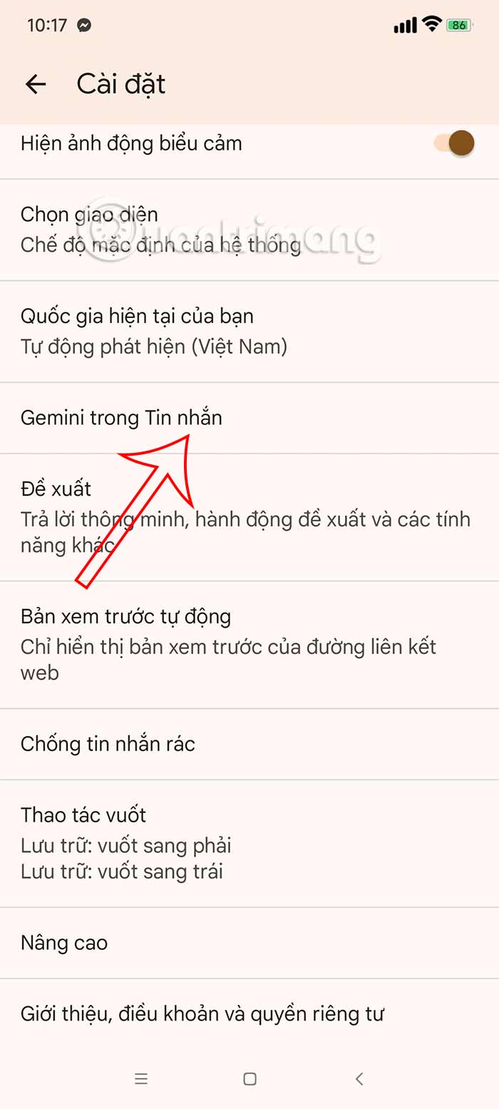 Chỉnh Gemini trong Tin nhắn