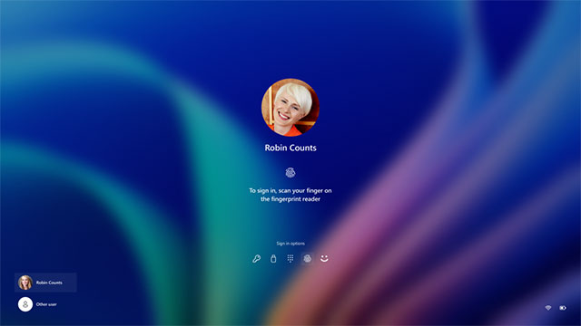 Màn hình đăng nhập Windows 11 với biểu tượng Windows Hello mới.