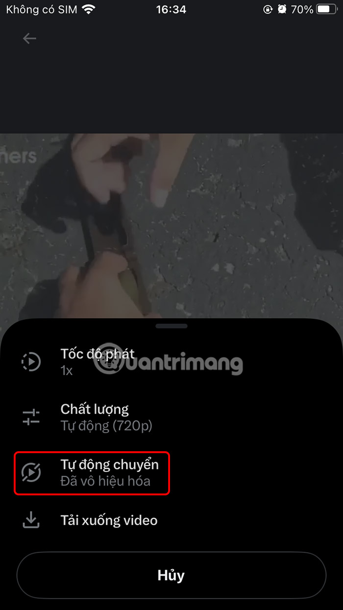 Tắt tự động chuyển tiếp video X iPhone