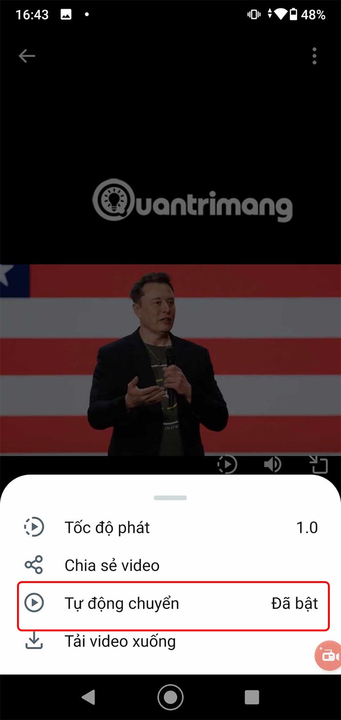 Chuyển tiếp video X Android