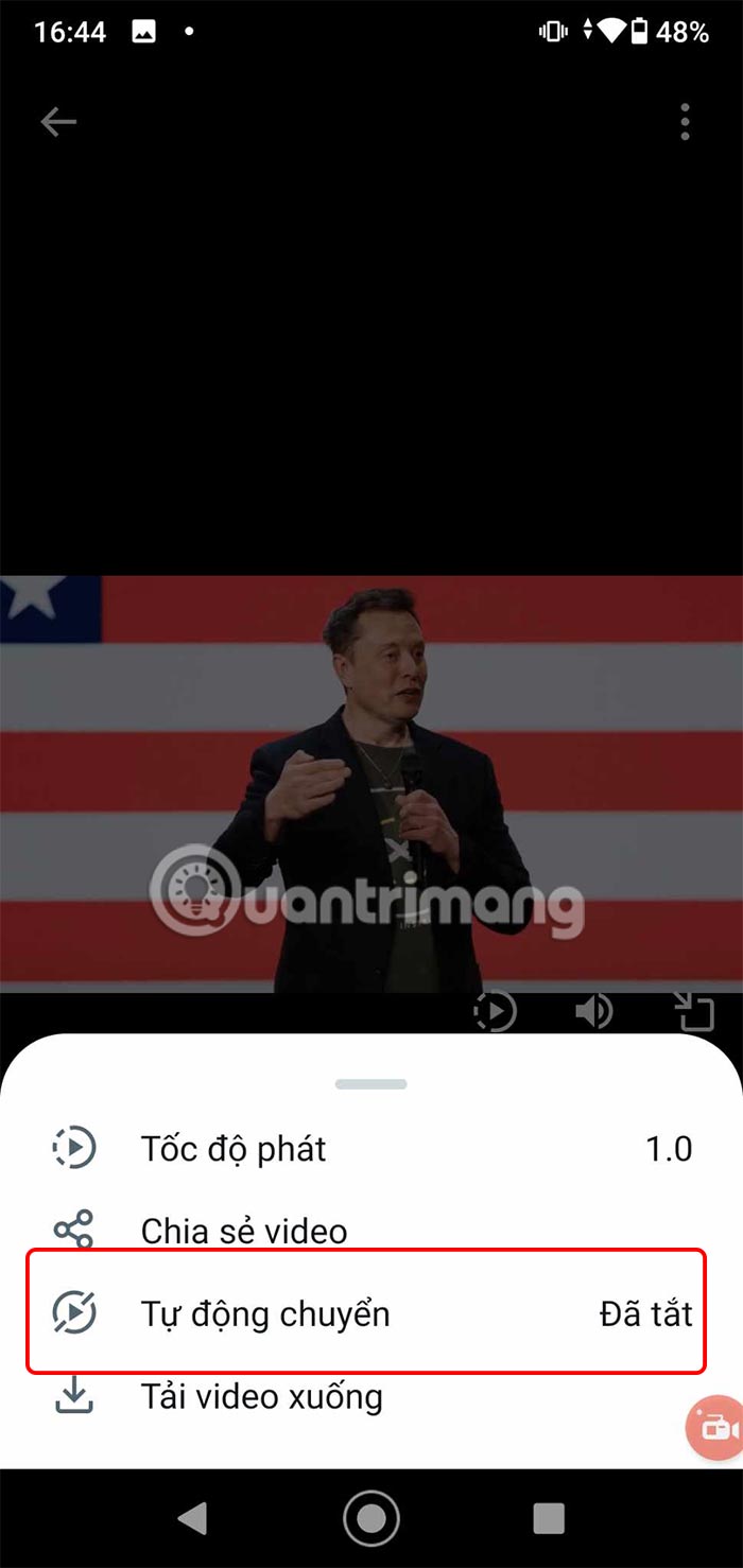 Tắt tự chuyển tiếp video X Android