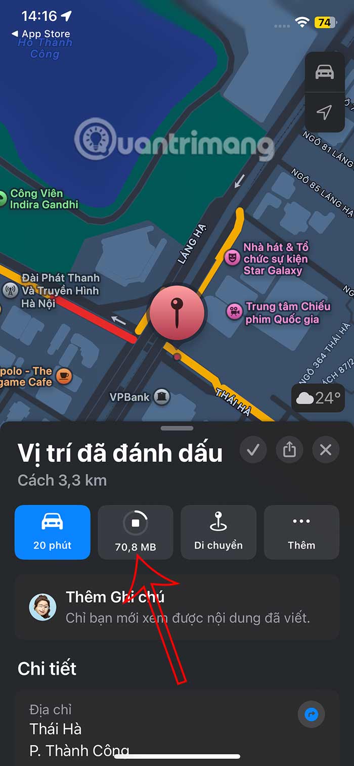 Tải bản đồ vị trí đã ghim
