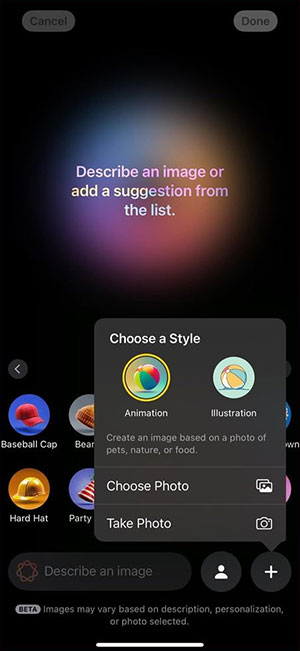 Chọn kiểu ảnh trong Image Playground