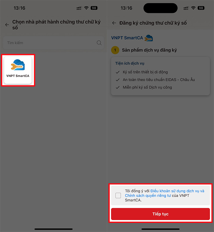 Đăng ký chữ ký số VNeID