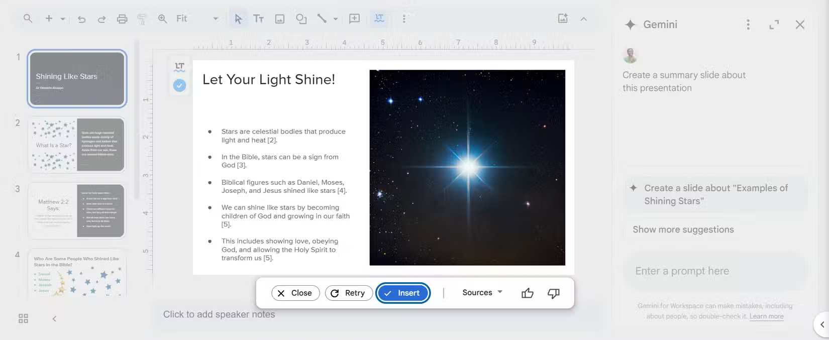 Slide created by Gemini in Google Slides Summary of presentations