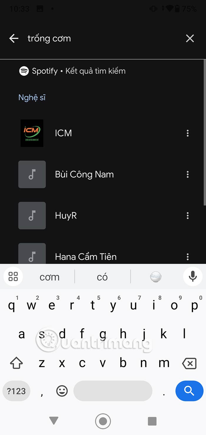 Nhập tên bài hát Spotify