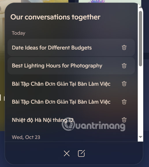 Lịch sử nhắn tin trên Copilot