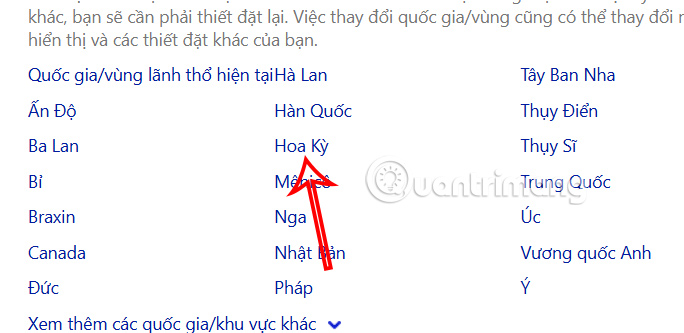 Chọn khu vực Hoa Kỳ cho Copilot