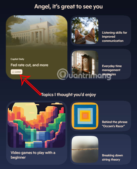 Nghe bản tin trên Copilot