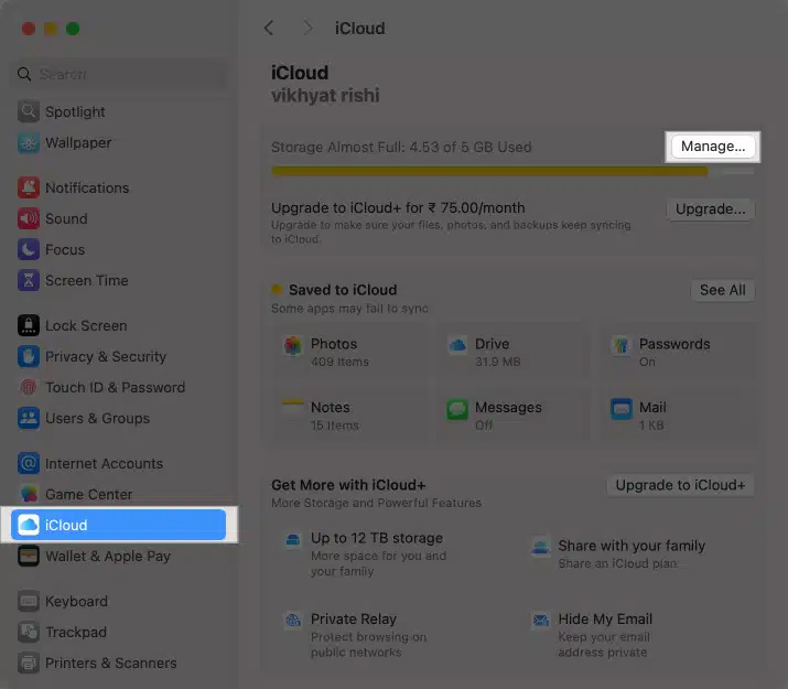 Quản lý iCloud trên Mac