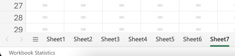 Quá nhiều trang tính trong workbook Excel.