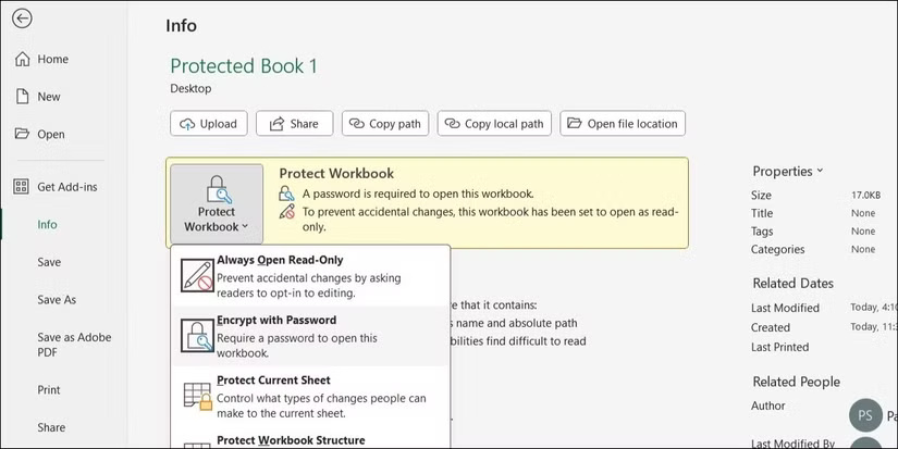 Mã hóa file Excel bằng mật khẩu
