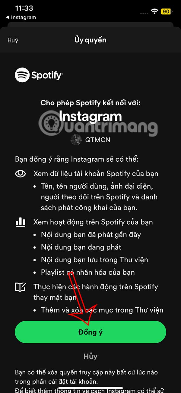 Truy cập Instagram vào Spotify