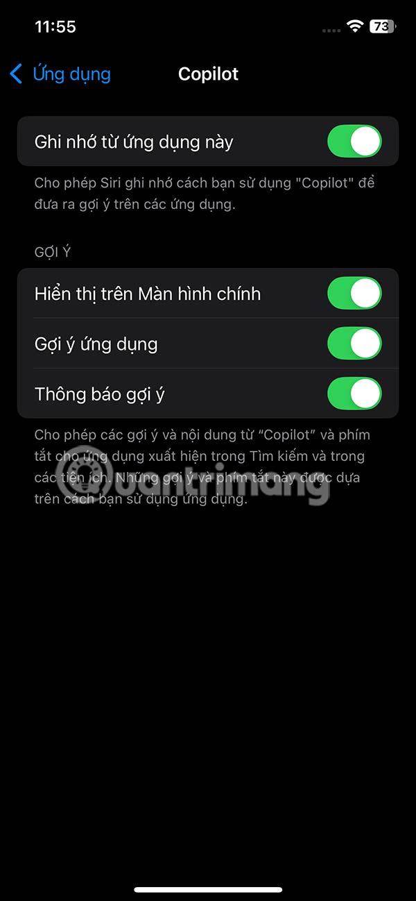 Chọn ứng dụng xóa gợi ý