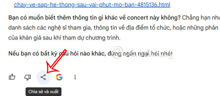 Chọn chia sẻ đoạn chat trên Gemini