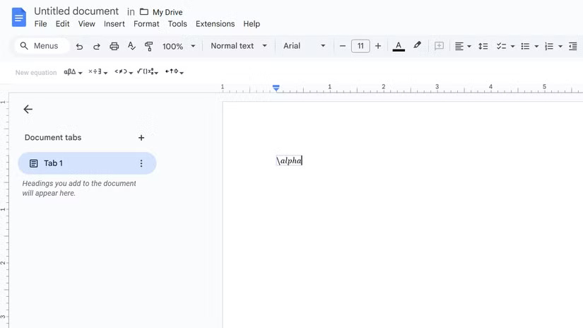 Phím tắt cho ký hiệu trong Google Docs