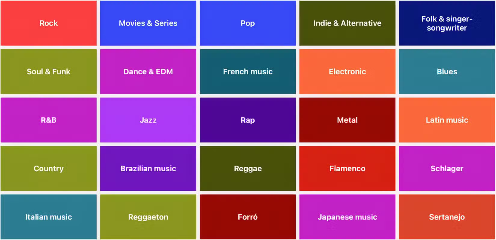 Deezer's many diverse music genres.