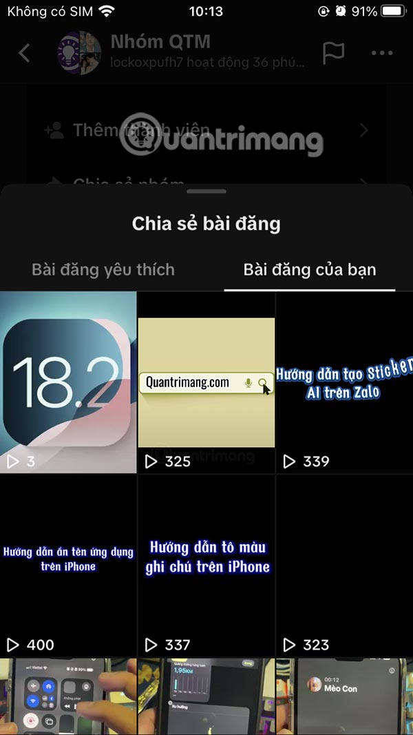 Bài đăng video trong TikTok