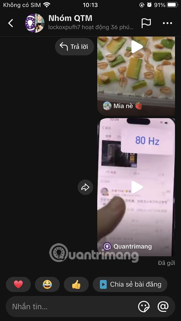 Gửi video trong nhóm TikTok