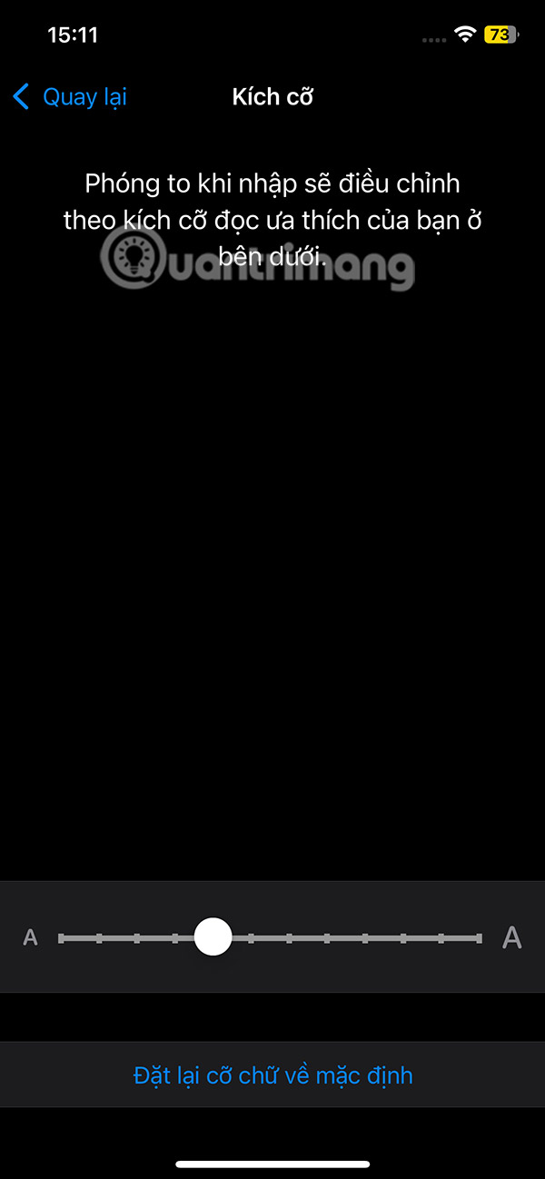Chỉnh kích cỡ chữ