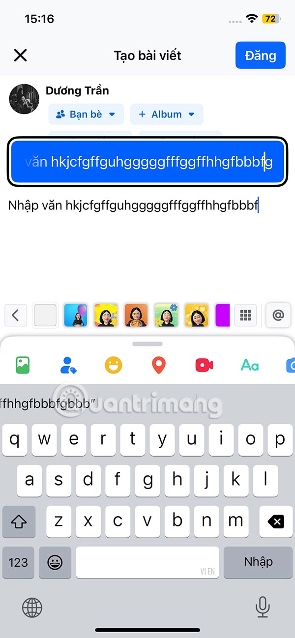 Phóng to văn bản khi nhập trên iPhone