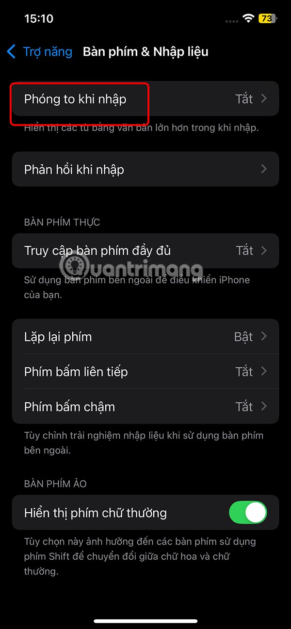 Chọn phóng to văn bản