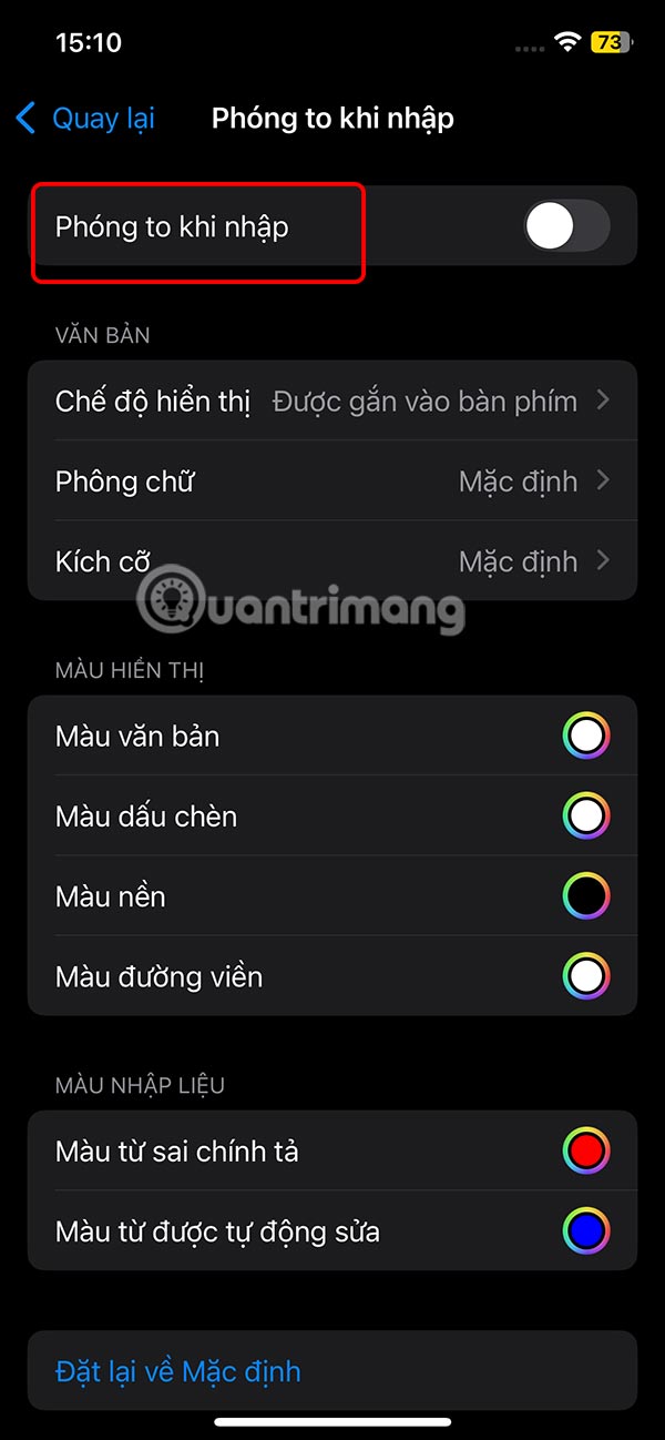 Bật phóng to văn bản iPhone