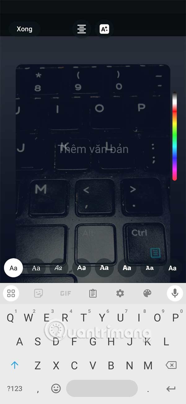 Thêm chữ vào status WhatsApp