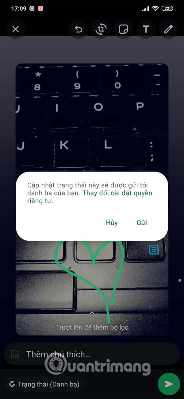 Tùy chỉnh chế độ xem status WhatsApp