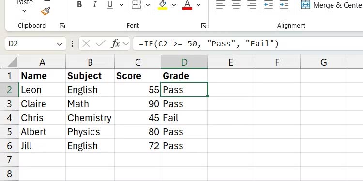 Kết quả khi dùng hàm IF