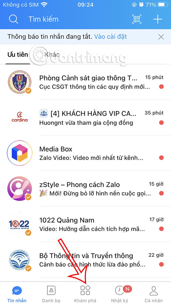 Khám phá trên Zalo