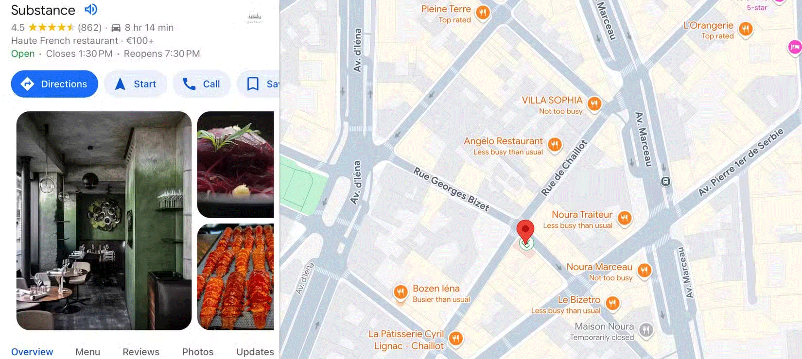 Google Maps shows how crowded local restaurants are.