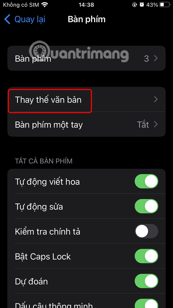 Thay thế văn bản iPhone