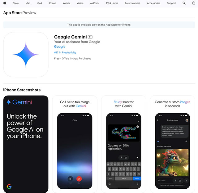 Google releases official Gemini app for iPhone