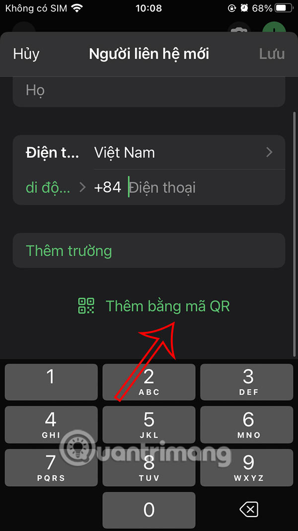 Thêm liên hệ bằng mã QR