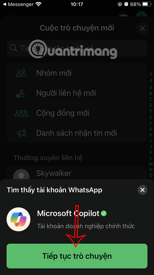 Install Copilot into WhatsApp via link 