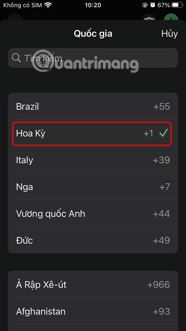 Tìm mã vùng