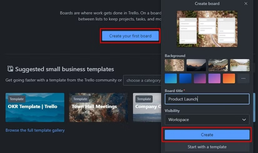 Cách tạo bảng từ đầu trong Trello