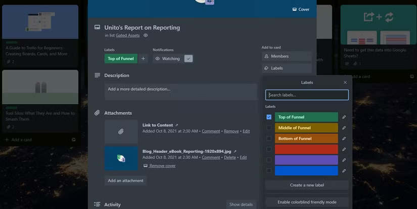 Tùy chỉnh nhãn màu trong Trello