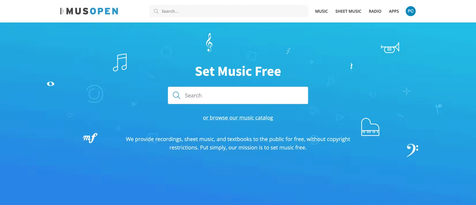 Trang chủ trang web MusOpen