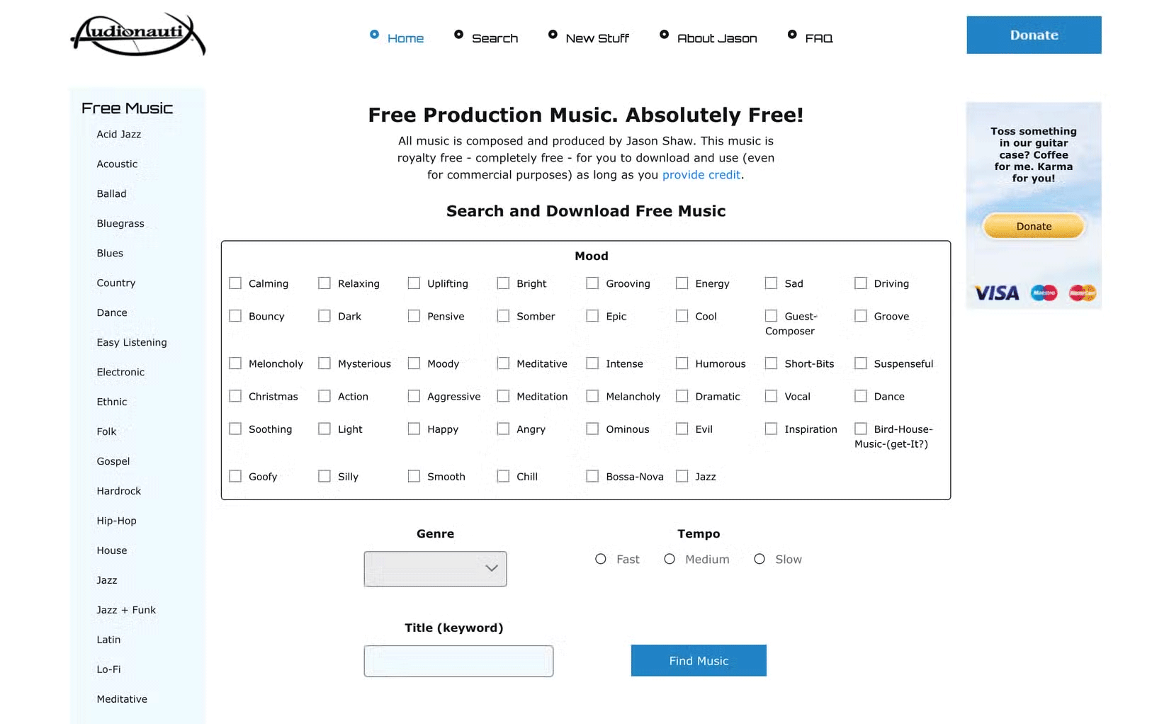 Trang chủ trang web Audionautix