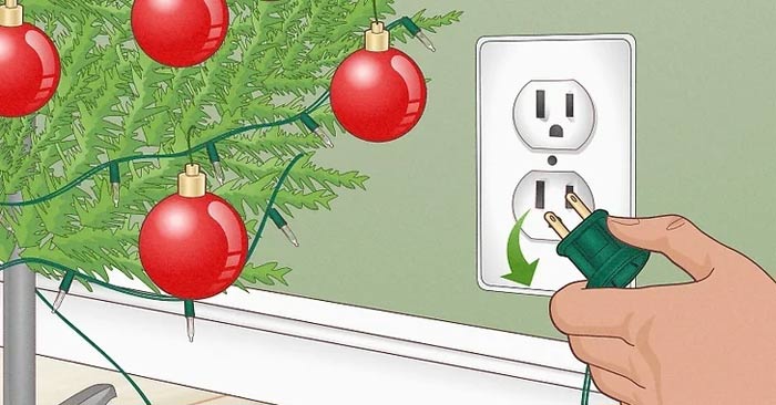 Sửa đèn trên cây thông Noel