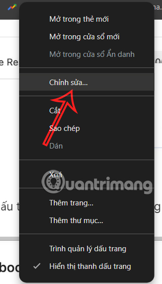 Chỉnh sửa bookmark Chrome 