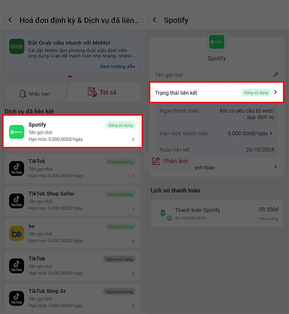 Chỉnh liên kết thanh toán ứng dụng MoMo