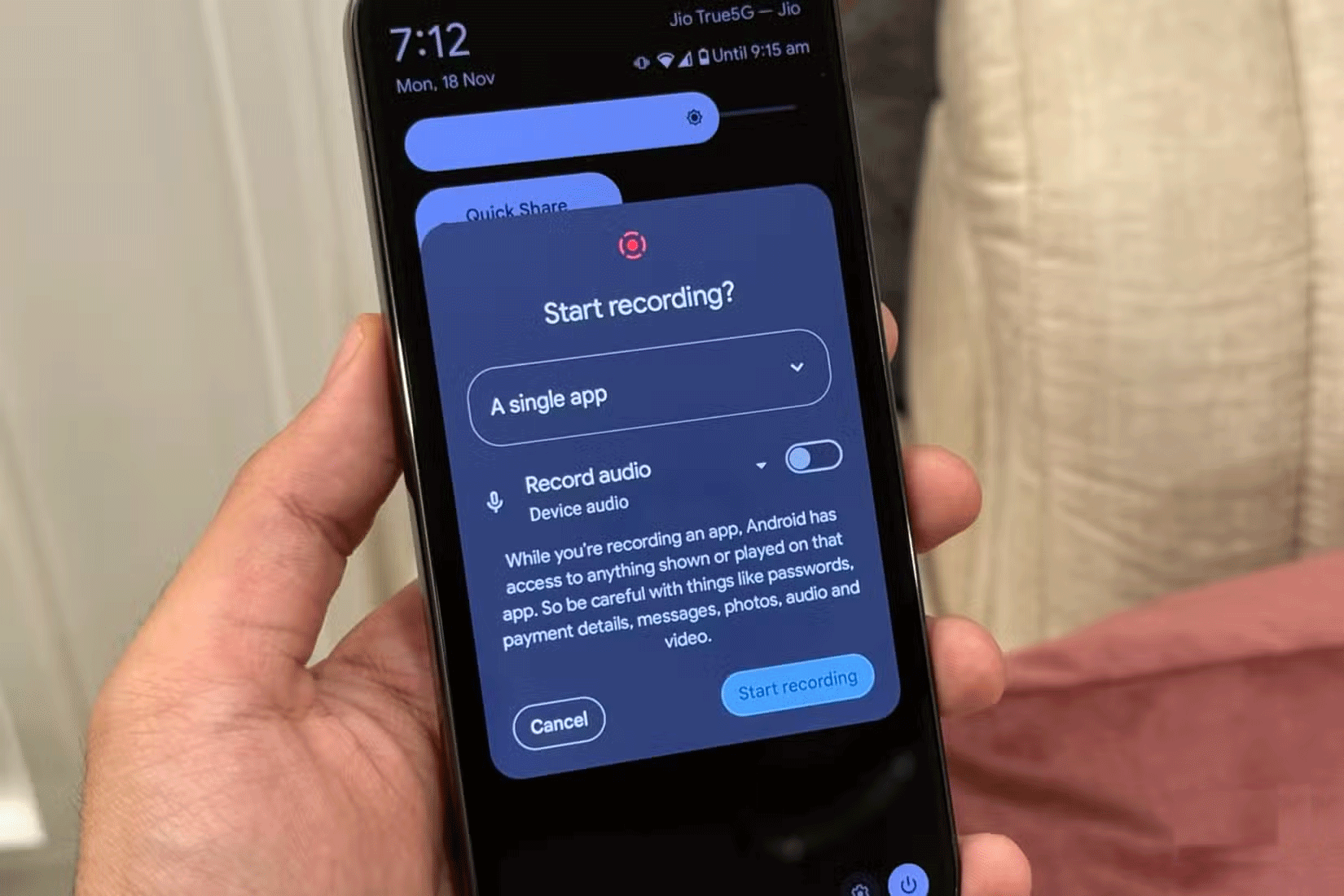 Ghi màn hình một ứng dụng duy nhất trong Android 15