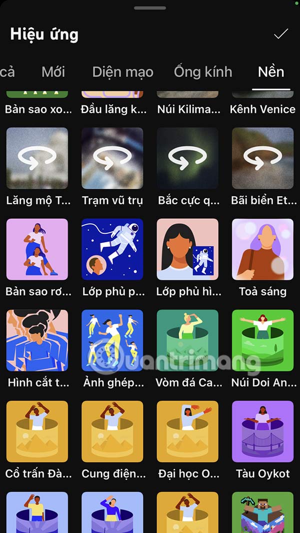 Chọn nền video YouTube Shorts