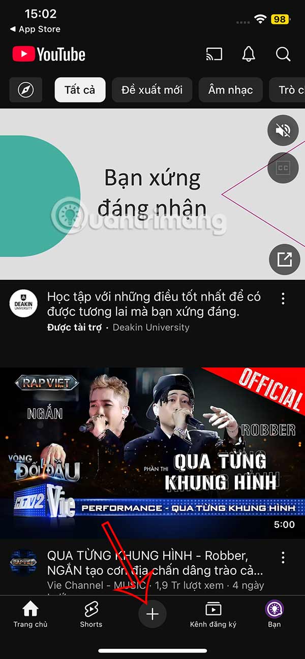 Truy cập YouTube Shorts