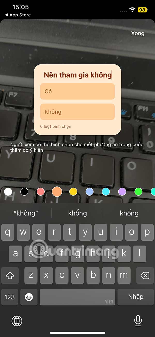Chọn màu cho sticker
