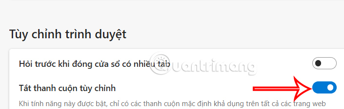 Hướng dẫn tắt thanh cuộn tùy chỉnh trên Microsoft Edge