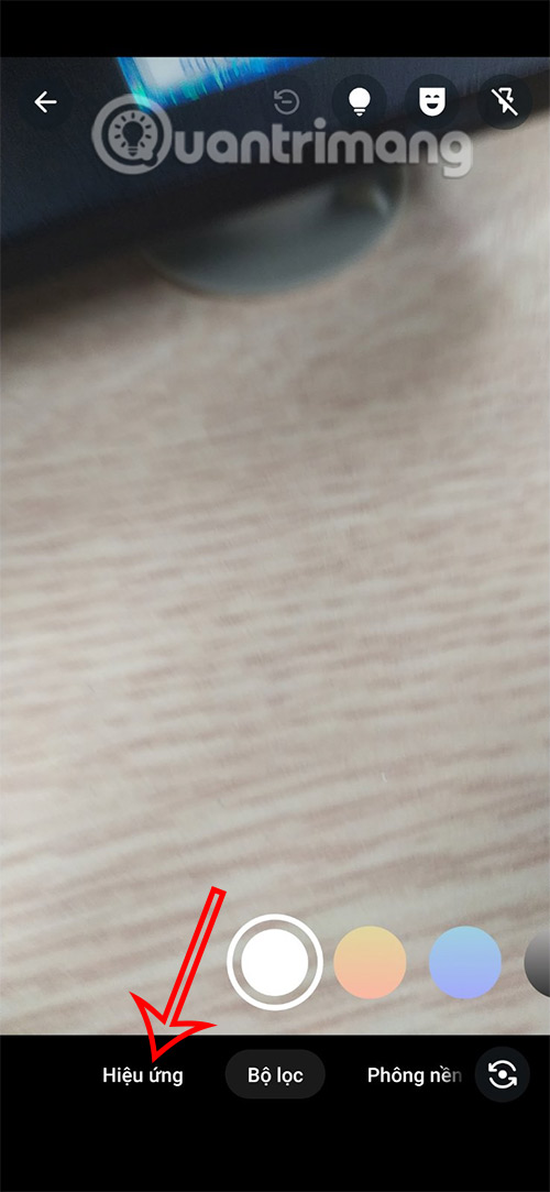 Chọn hiệu ứng camera WhatsApp